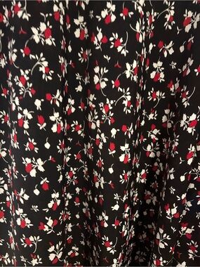 Dressbarn Black Skirt with Red and White Floral Print
